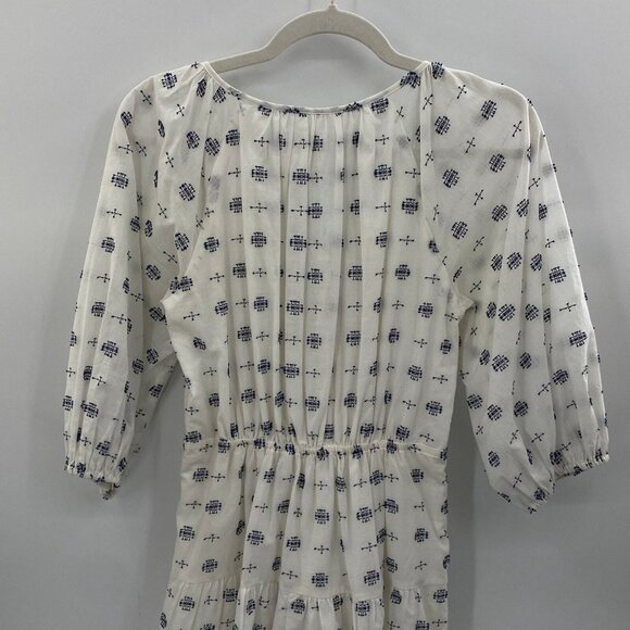 by Anthropologie Marcie Textured Tunic Dress Womens XS White Blue‎ Pockets Lined - Picture 7 of 9